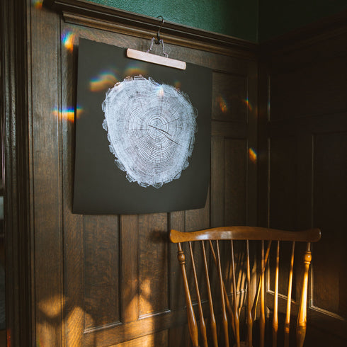 "Black Locust 58" Tree Print - Black Paper