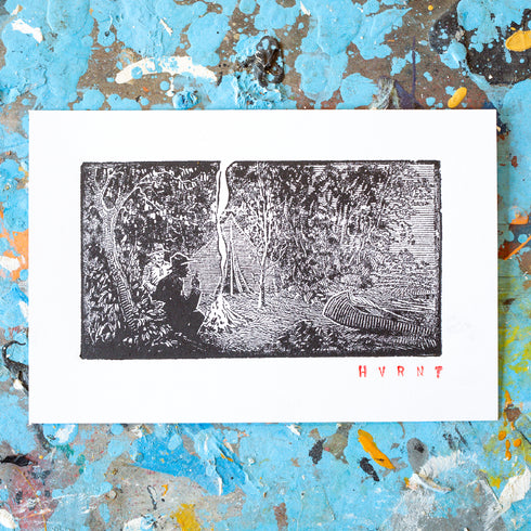 "Trapper" $5 Block Print - Vintage Letterpress Plate