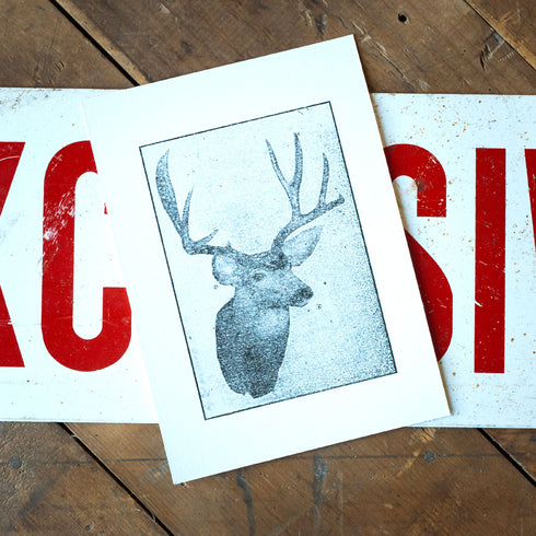 "Dapper Deer" - Vintage Letterpress Art