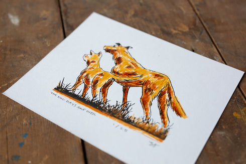 Hand Embellished "Dog Days are Over" Block Print - Vintage Letterpress Plate