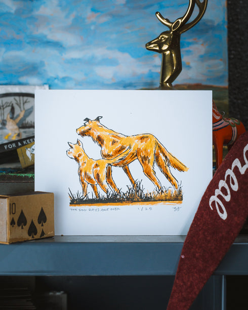 Hand Embellished "Dog Days are Over" Block Print - Vintage Letterpress Plate