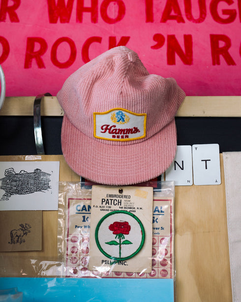 1/1 "Hamm's" Vintage Patch - Pink Corduroy Hat
