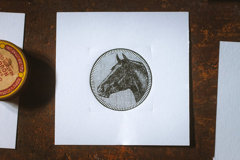"Happy Horse" - Vintage Letterpress Art