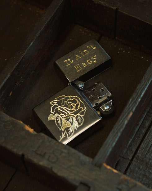 "It Ain't Easy" Zippo - Hand-Engraved Lighter (Brushed Chrome)