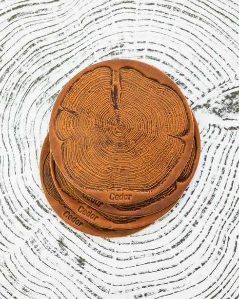 Leather Coasters (Cedar Tree Embossed)