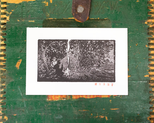 "Trapper" $5 Block Print - Vintage Letterpress Plate