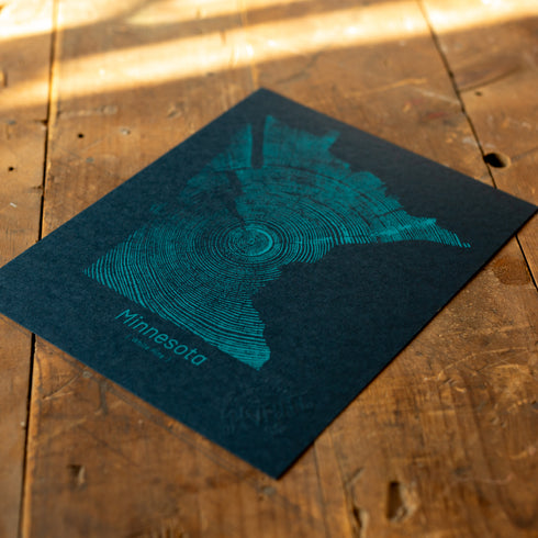 "Minnesota White Pine" - Navy/Blue - Small 8" x 10" - Screen Print