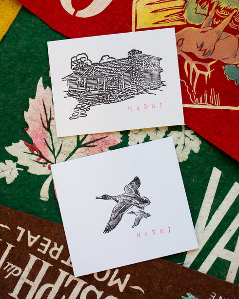 "Ducks Flying" $5 Block Print - Vintage Letterpress Plate