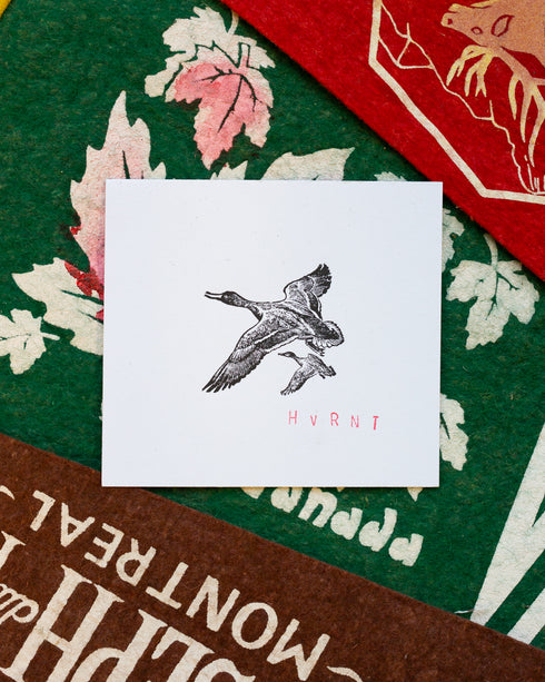 "Ducks Flying" $5 Block Print - Vintage Letterpress Plate